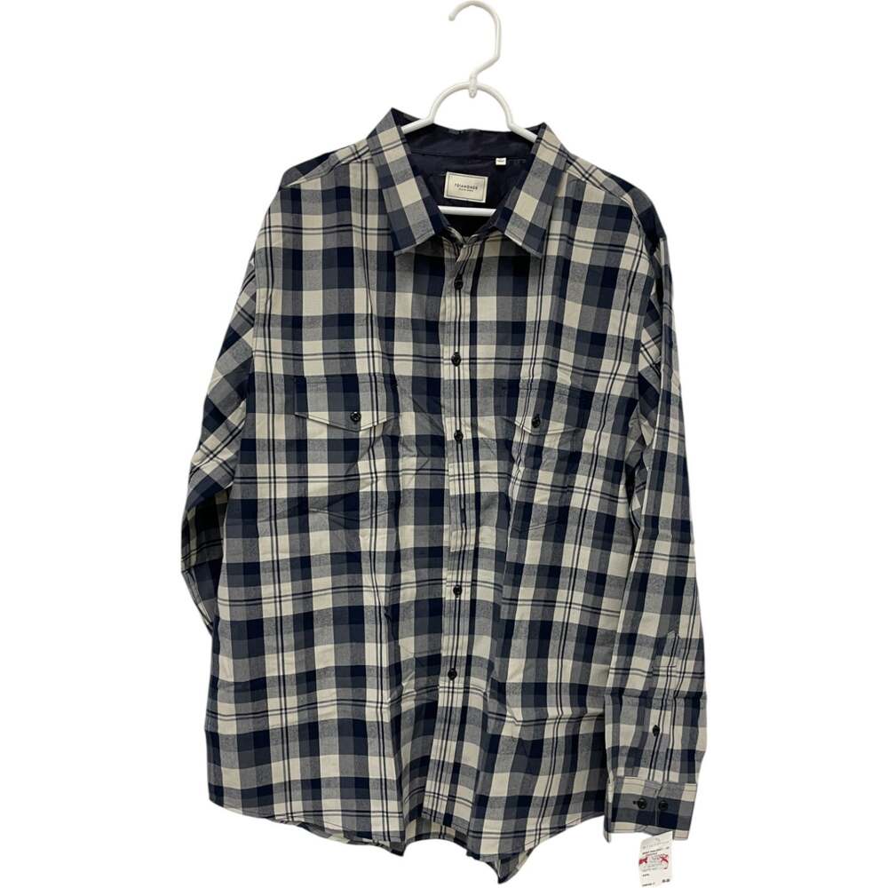 7 Diamonds Tradition of Quality Button Up Mens 3XL Blue Plaid Long Sleeve NWT